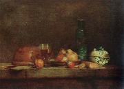 Jean Baptiste Simeon Chardin still life with bottle of olives oil painting reproduction